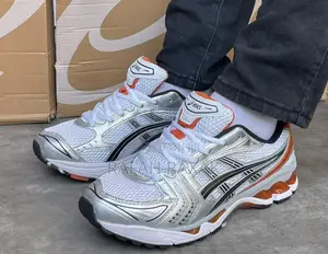 Original Silver/Orange Asics Gel-Kayona 14 Running Sneakers