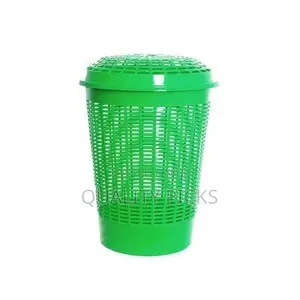 Basket Home Plastic Laundry Basket With a Lid - Green