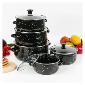 Set of 5 Enamel Casserole Sartin Cookware Pots