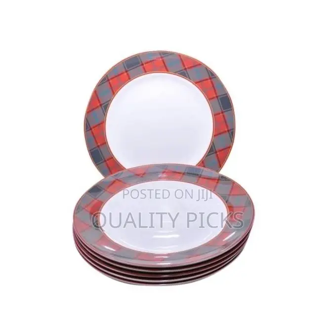 Checked Dinner Plates, 6PCS - White