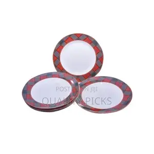 Checked Dinner Plates, 6PCS - White