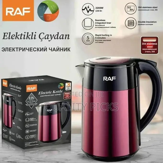 RAF 2L Electric Stainless Steel Cordless Kettle Double Layer
