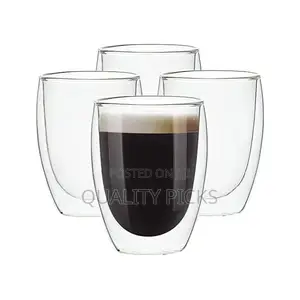 6-Piece ,12 Oz Glass Cups, Double Walled Thermo