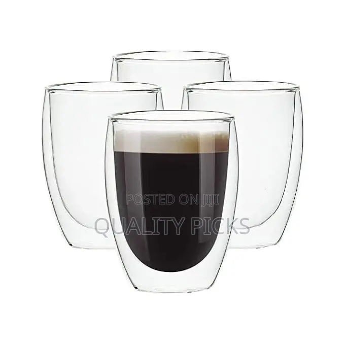 6-Piece ,12 Oz Glass Cups, Double Walled Thermo