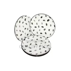 Round Box Design Dinner Plates, 6pcs - White