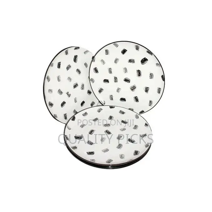 Round Box Design Dinner Plates, 6pcs - White