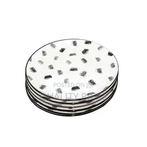 Round Box Design Dinner Plates, 6pcs - White