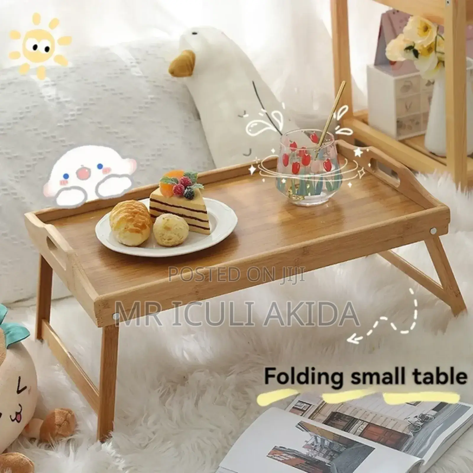 Foldable Bedside Wooden Laptop Table
