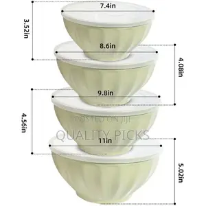 4 Piece Large Plastic Nesting Mixing Bowls With Lids Set,