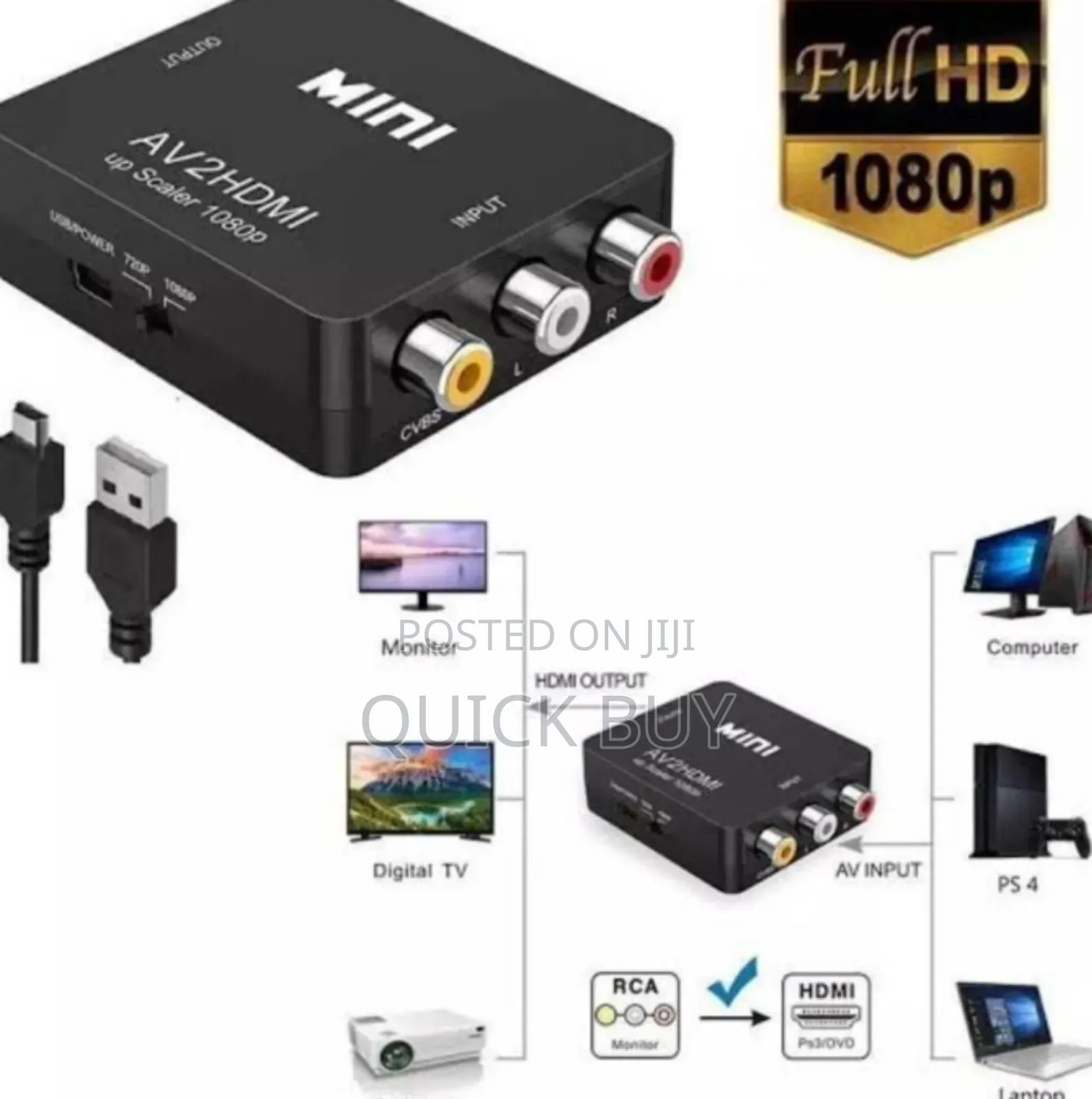 Premium AV Tohdmi Converter Compatible Adapter 1050p Full HD