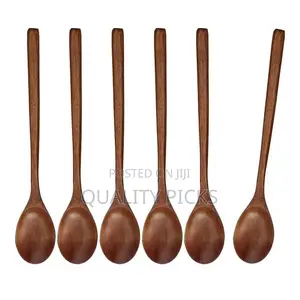 6 PCS Wood Soup Spoons for Eating Mixing Stirring Kitchen