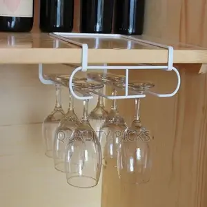 Wine Glass Holder Iron 2 Rows Stemware Rack Under Cabinet
