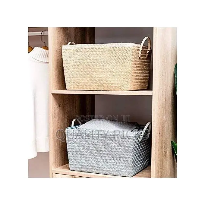 3 Pack Rectangle Woven Handmade Laundry Hamper Storage