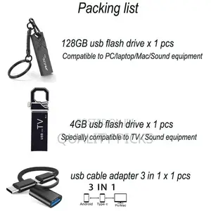 128 GB OTG Usb Flash Drive Adapter Type C 3 Units in 1 Set