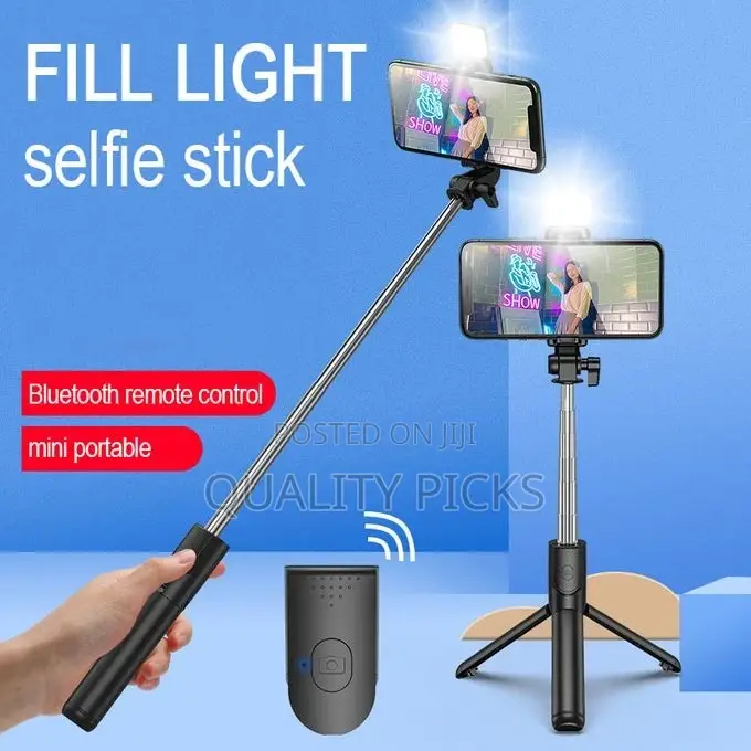 Bluetooth Selfie Stick Tripod + Fill Light +Shutter Remote