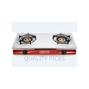 Global Star Double Burner Gas Stove Stainless Steel - White
