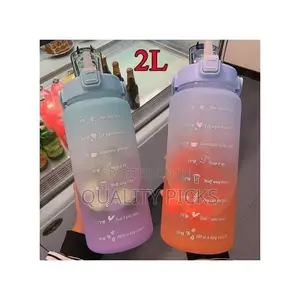 2L Motivational Water Bottle With Time Marker and Straw,Free