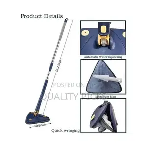 360° Rotatable Adjustable Triangle With 4 Wipes Cleaning Mop
