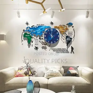 Decorative World Map Wall Clock for Living Room Office