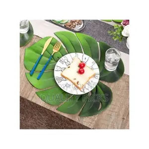 6 PC Leaf Basket Leather Placemat for Dinner Table, PU Woven