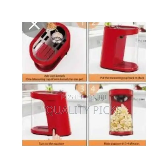 Hot Air Electric Popcorn Maker Machine - Red