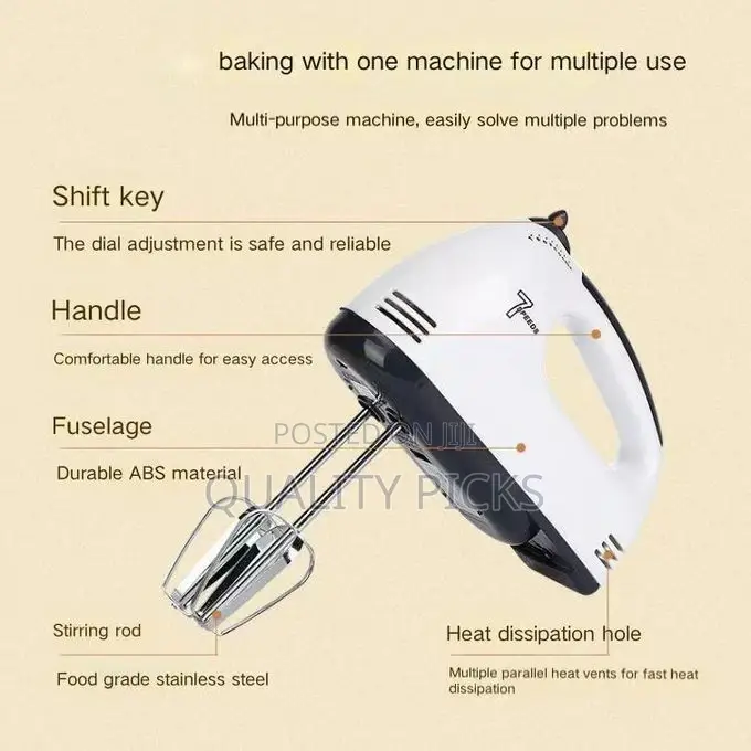 Electric Hand Mixer for Cake - White