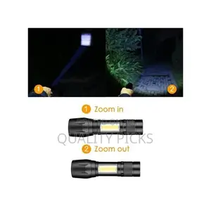 USB Rechargeable Portable LED Flashlight Outdoor Torch-Black