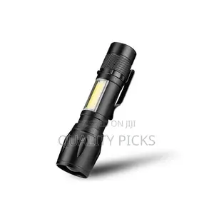 USB Rechargeable Portable LED Flashlight Outdoor Torch-Black