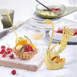 Swan Shape 6 Spoons and Forks Holder Stainless Steel