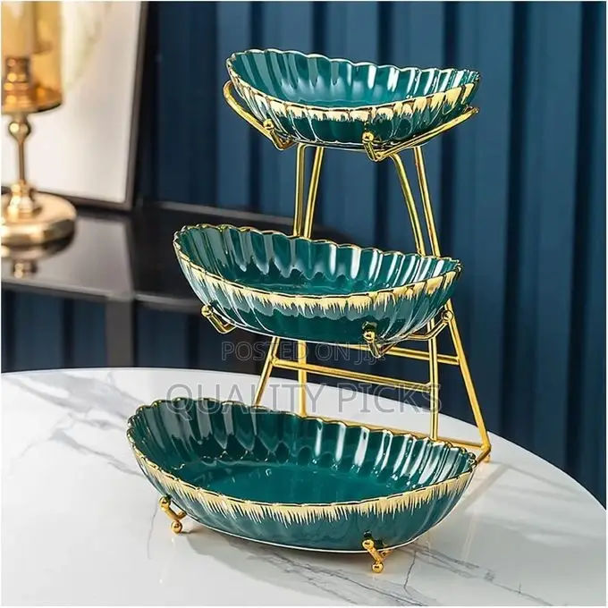 Three Tiered Ceramic Multi-Layer Fruit Tray Snack Dessert