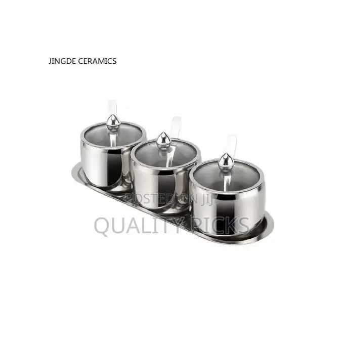 3 Pc Seasoning Containers Spice Jar Rack Condiment Salt