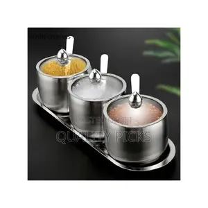 3 Pc Seasoning Containers Spice Jar Rack Condiment Salt