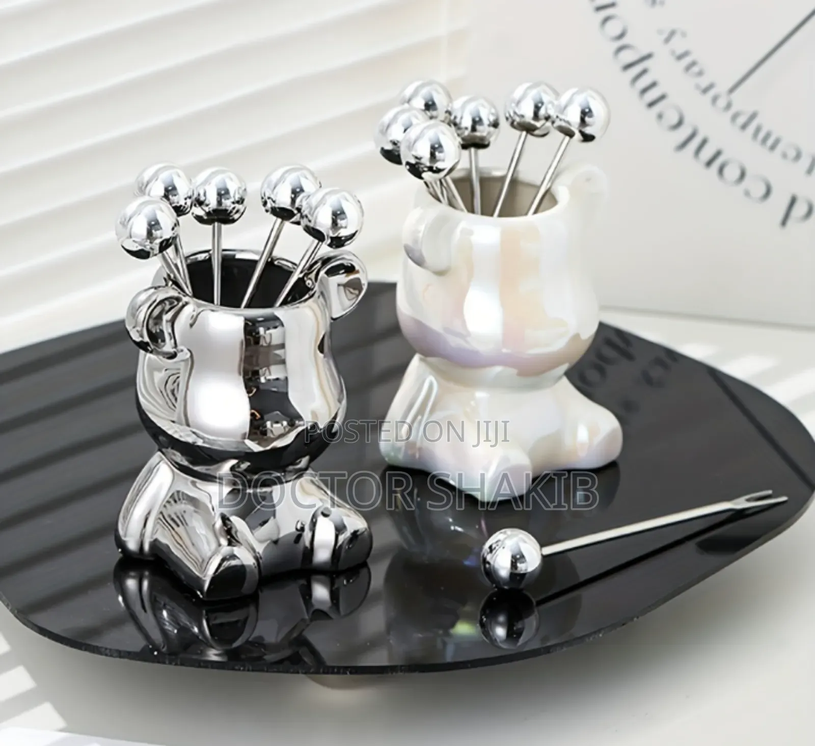 New Luxury Bear Stainless Steel Fork Set Stand