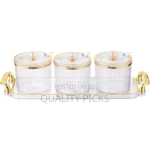 3 Piece Plastic Sugar Bowl Coffee Tea Canister Snack