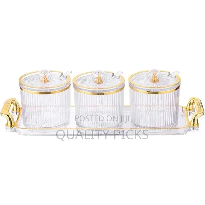 3 Piece Plastic Sugar Bowl Coffee Tea Canister Snack