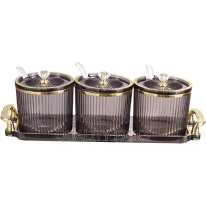3 Piece Plastic Sugar Bowl Coffee Tea Canister Snack