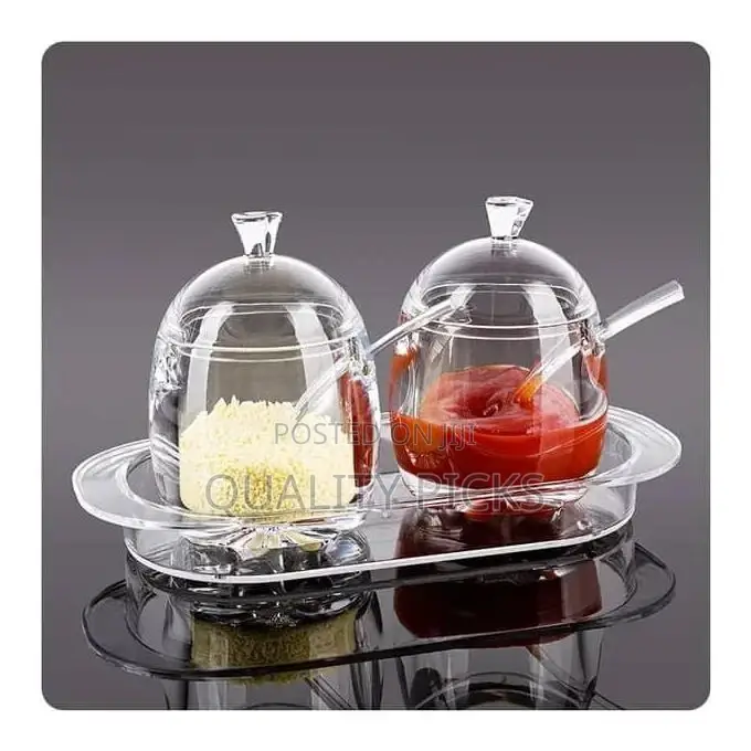2 PCS Acrylic Seasoning Box Clear Seasoning Rack Spice Jars