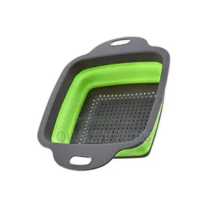 Square Silicone Plastic Folding Rice Strainer for Kitchen
