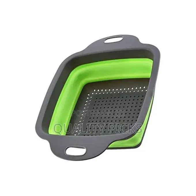 Square Silicone Plastic Folding Rice Strainer for Kitchen