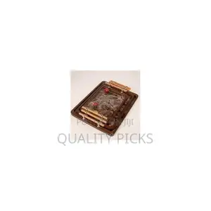 3 Piece Decorative Serving Coffee Tea Bamboo Serving Tray