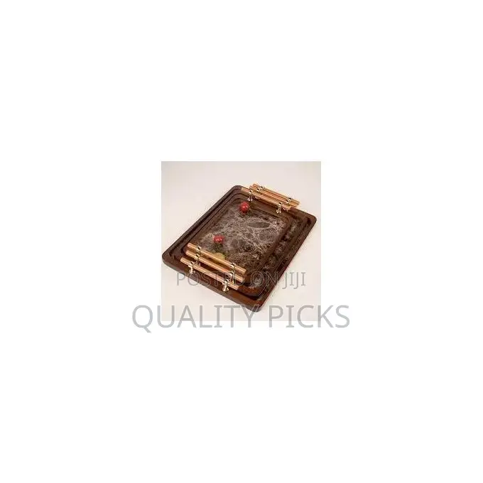 3 Piece Decorative Serving Coffee Tea Bamboo Serving Tray