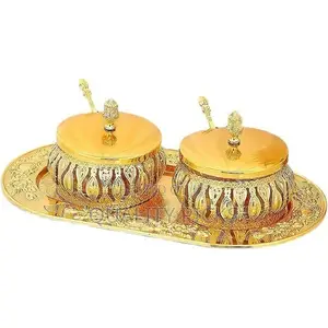 Modern Gold Metal Spice Pot Sealed Glass Sugar Bowl Box