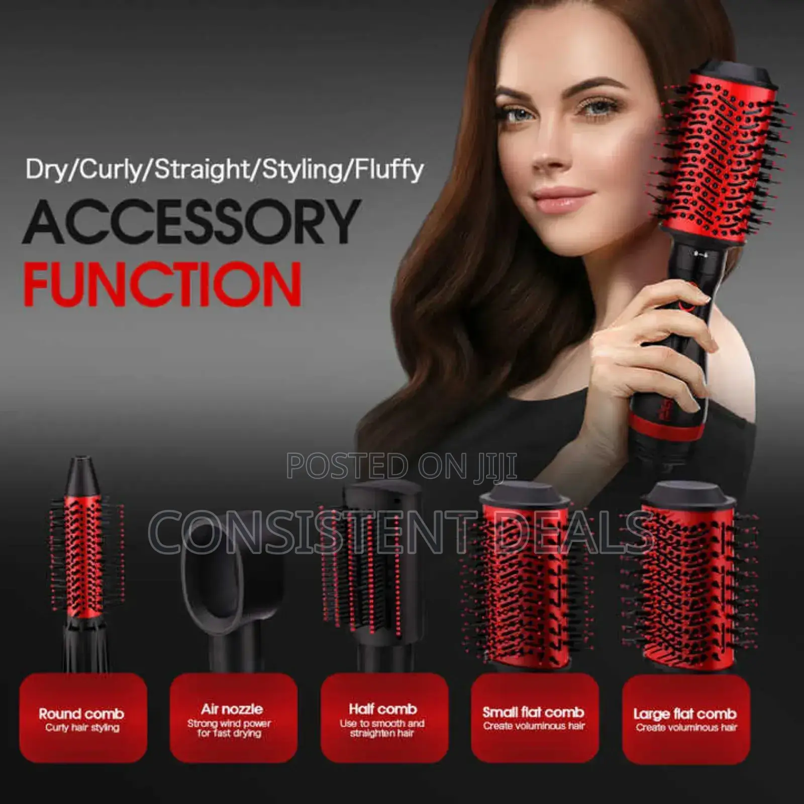 DSP Hot Hair Straightener Brush 5in1 Styler