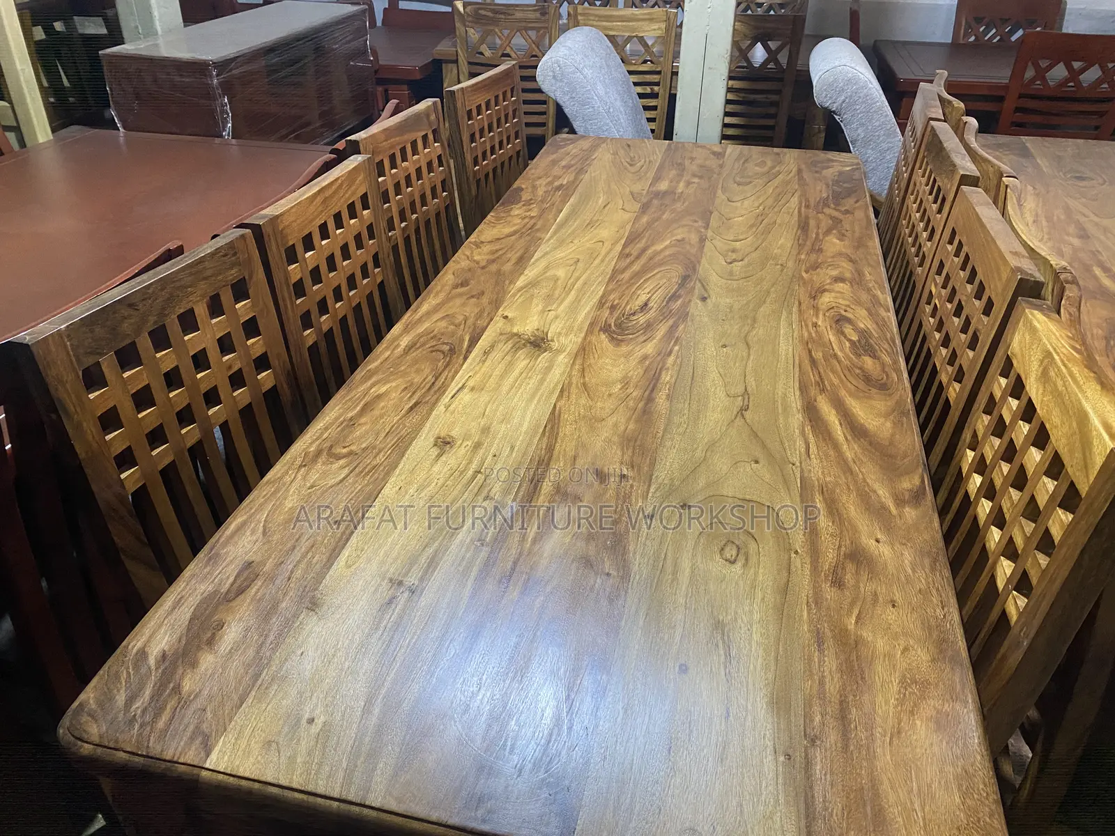 Solid Mugavu 8 Seater Dining Set/ Walnut Dinner Set