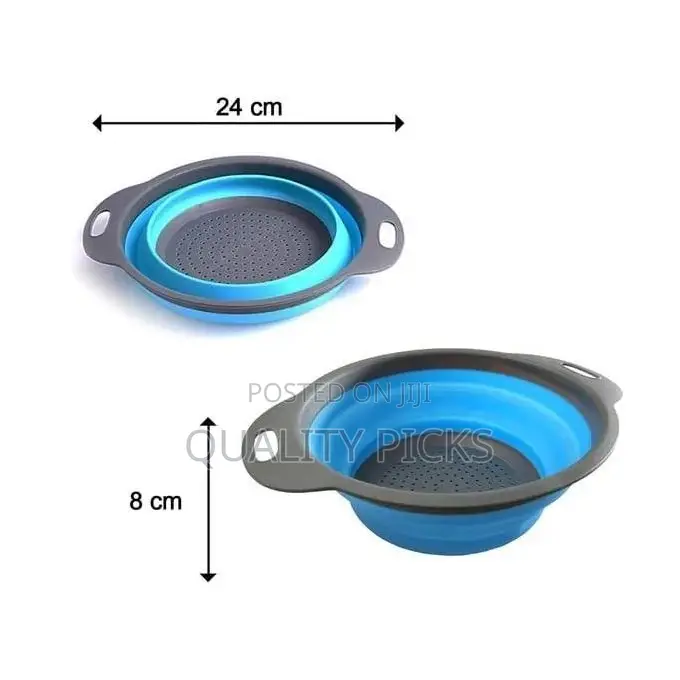 Round Silicone Plastic Folding Rice Strainer for Kitchen