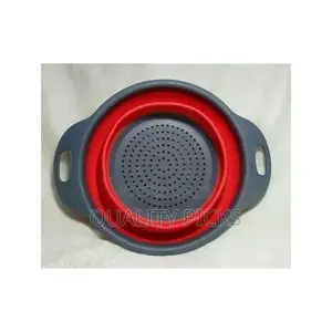 Round Silicone Plastic Folding Rice Strainer for Kitchen