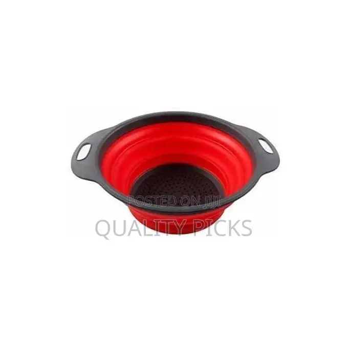 Round Silicone Plastic Folding Rice Strainer for Kitchen