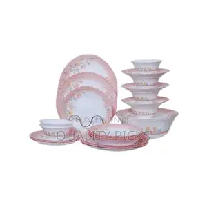 26 PCS Flowered Opalware Dinner Set With Saucer