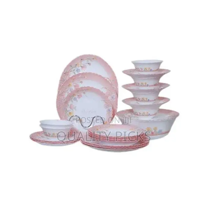26 PCS Flowered Opalware Dinner Set With Saucer