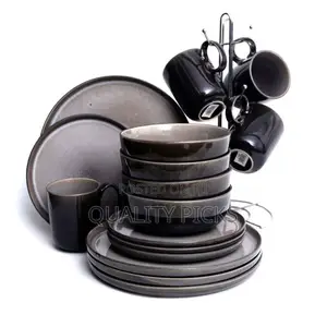 16-Piece Shinny Round Ceramic Tableware Dinnerware Set